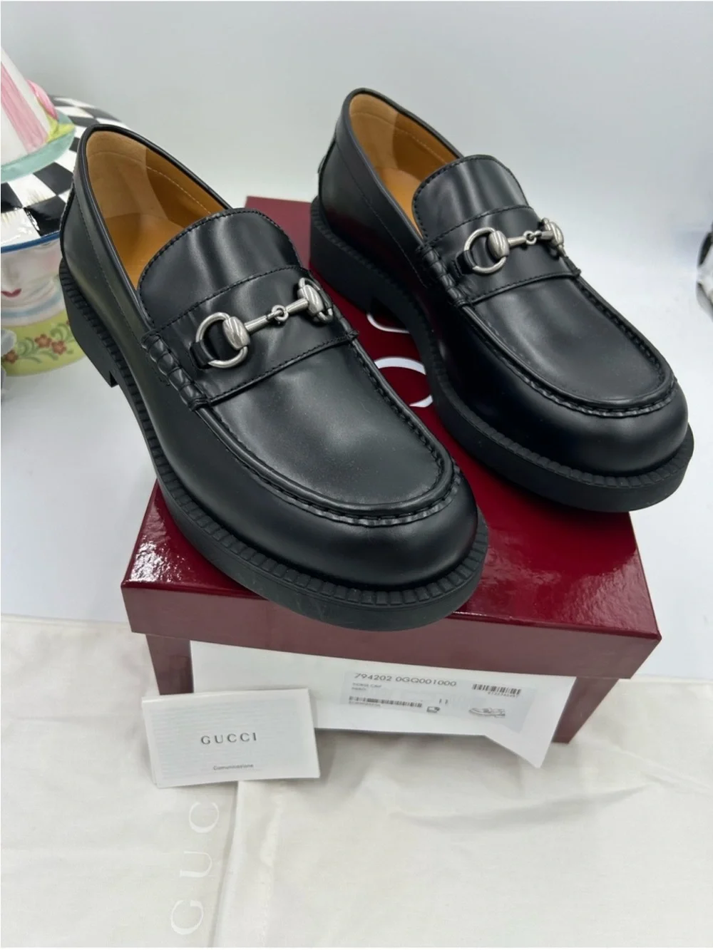Men’s Gucci horse bit, leather loafer size 11 fits 11.5 US made in Italy